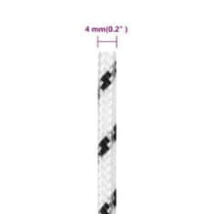 Vidaxl Pletené lodné lano biele 4 mm x 100 m polyester