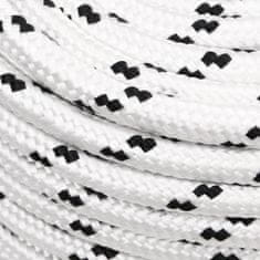Vidaxl Pletené lodné lano biele 14 mm x 250 m polyester