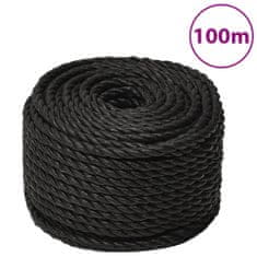 Vidaxl Pracovné lano čierne 14 mm 100 m polypropylén