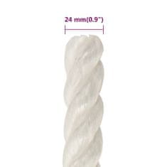 Vidaxl Pracovné lano biele 24 mm 25 m polypropylén
