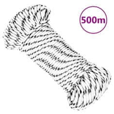 Vidaxl Pletené lodné lano biele 3 mm x 500 m polyester