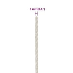 Vidaxl Pracovné lano biele 3 mm 25 m polypropylén