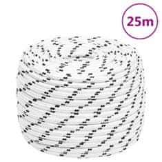 Vidaxl Pletené lodné lano biele 12 mm x 25 m polyester