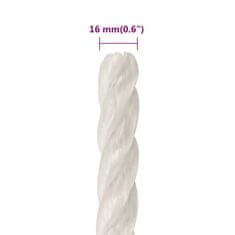 Vidaxl Pracovné lano biele 16 mm 100 m polypropylén