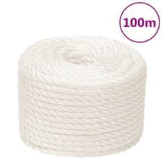 Vidaxl Pracovné lano biele 16 mm 100 m polypropylén