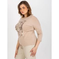 RELEVANCE Dámska blúzka s rebrovaným lemom plus size JULY béžová RV-BZ-8470.93P_393524 Univerzálne