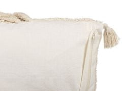 Beliani Sada 2 bavlnených vankúšov so strapcami geometrický vzor 45 x 45 cm svetlobéžová AVIUM