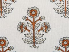 Beliani Bavlnený vankúš kvetinový vzor 45 x 45 cm biely OMORIKA