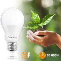 LUMILED 10x LED žiarovka E27 A60 8W = 60W 806lm 4000K Neutrálna biela 260°