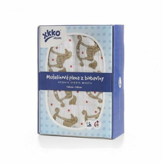 XKKO Organic Biobavlnená plienka 120x120, Rocking Horses Gold