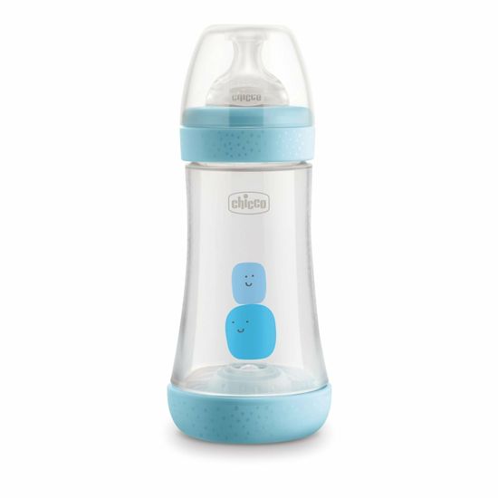 Chicco Perfect 5, Dojčenská antikoliková fľaša, 240ml, modrá, 2m+