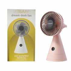 Vitammy Dream desk fan, USB mini stolný ventilátor, ružový