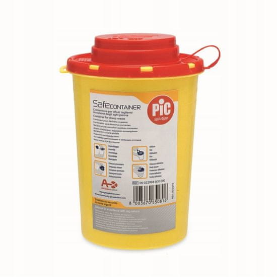 PIC Safe Container, Nádoba na likvidáciu akútneho medicínskeho odpadu, 0,6L