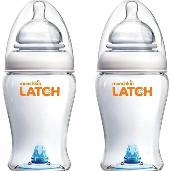 MUNCHKIN LATCH, Set Dojčenských fliaš s antikolikovým ventilom, 240ml, od 0m+, 2ks