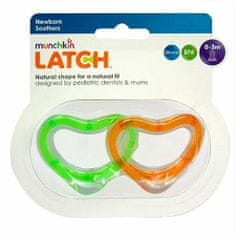 MUNCHKIN LATCH Set silikónových cumlíkov, od 0m+, 2ks, zelená/oranžová