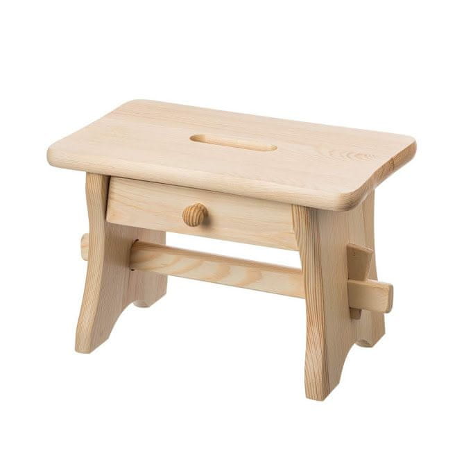 Čisté dřevo Drevená stolička so zásuvkou