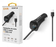 Aligator nab. do auta USB-C s USB 2,4A čierna