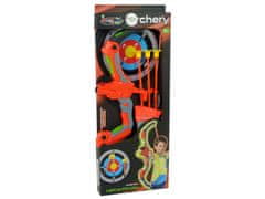 Lean-toys Strelecká súprava luk štít šípy prísavky oranžová 62 cm