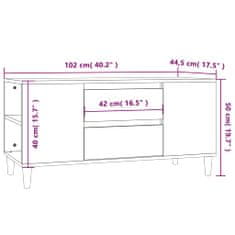 Vidaxl TV skrinka dymový dub 102x44,5x50 cm spracované drevo