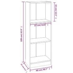 Vidaxl 3-poschodová knižnica dymový dub 40x24x109 cm spracované drevo