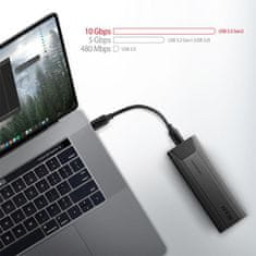 AXAGON EEM2-GTS, USB-C 3.2 Gen 2 - M.2 NVMe SSD kovový THIN box, bezšroubkový