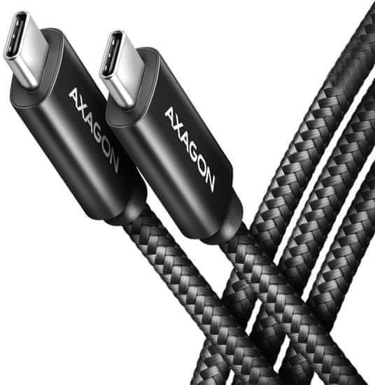 AXAGON kábel USB-C 4 - USB-C 4 Gen 3X2, PD100W 5A, 8K/40Hz, opletený, 1m, čierna