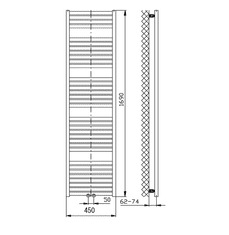 AQUALINE Aqualine, TONDI vykurovacie teleso 450x1690 mm, stredové pripojenie, čierna mat, DT446T