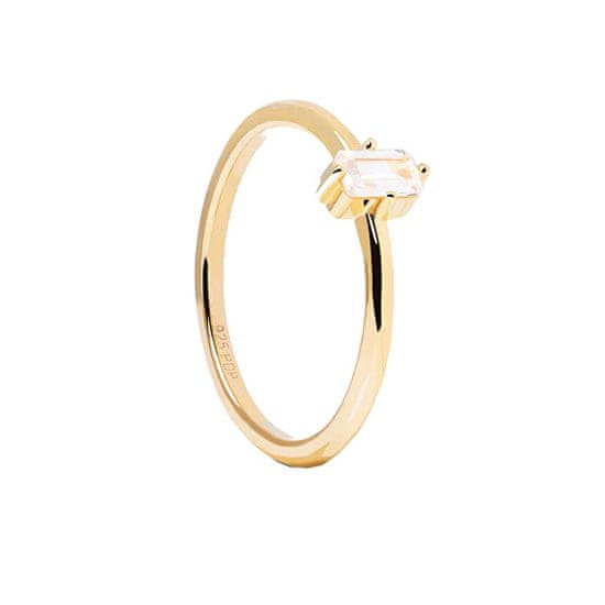 PDPAOLA Elegantný pozlátený prsteň s čírym zirkónom MIA Gold AN01-806