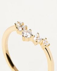 PDPAOLA Pôvabný pozlátený prsteň so zirkónmi CIEL Gold AN01-823 (Obvod 52 mm)