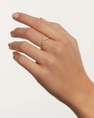 PDPAOLA Pôvabný pozlátený prsteň so zirkónmi CIEL Gold AN01-823 (Obvod 52 mm)