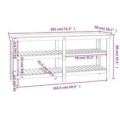 Vidaxl Pracovná lavica sivá 181x50x80 cm masívna borovica