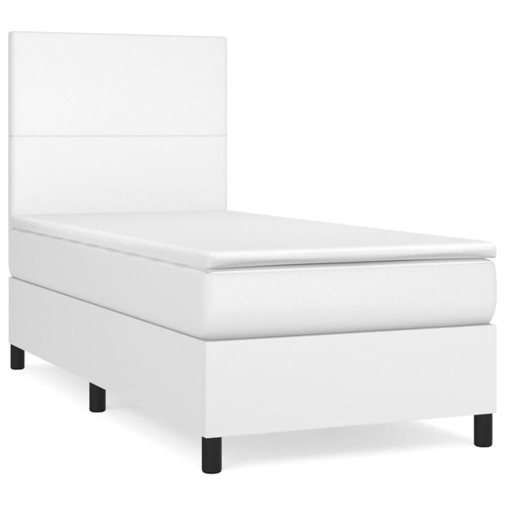 Vidaxl Boxspring posteľ s matracom biela 90x200 cm umelá koža