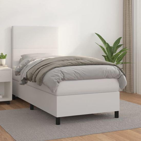 Petromila vidaXL Boxspring posteľ s matracom biela 90x200 cm umelá koža