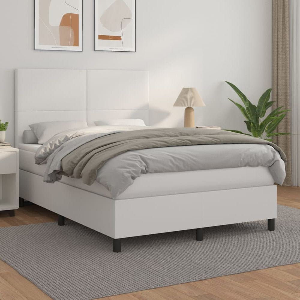 Petromila vidaXL Boxspring posteľ s matracom biela 140x200 cm umelá koža