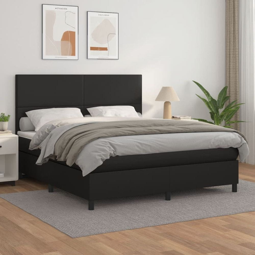 Vidaxl Boxspring posteľ s matracom čierna 160x200 cm umelá koža