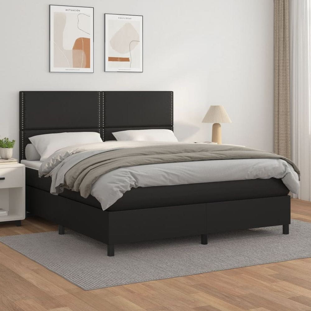 Vidaxl Boxspring posteľ s matracom čierna 160x200 cm umelá koža