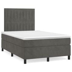 shumee Boxspring posteľ s matracom, tmavosivá 120x190 cm, zamat