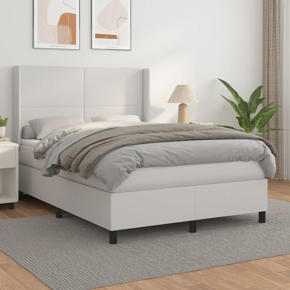 Petromila vidaXL Boxspring posteľ s matracom biela 140x200 cm umelá koža