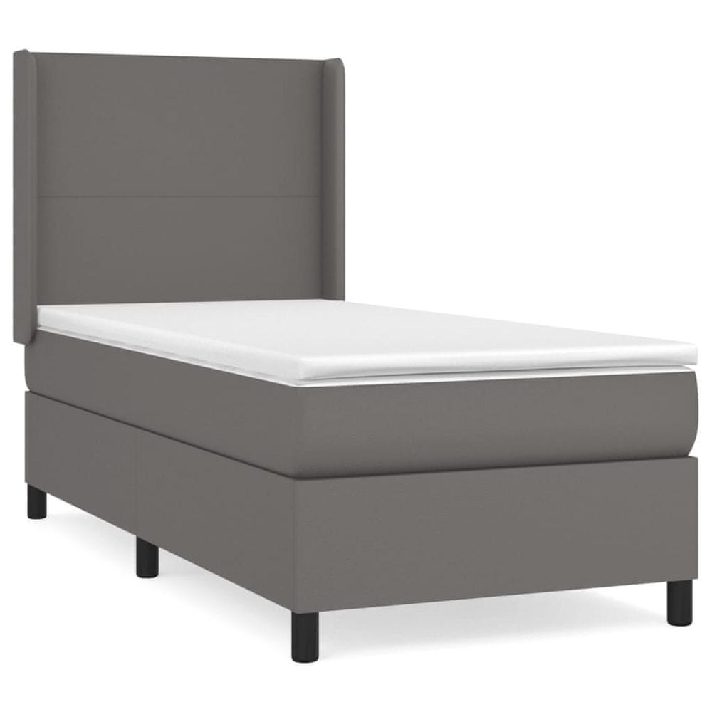 Vidaxl Boxspring posteľ s matracom sivá 90x200 cm umelá koža