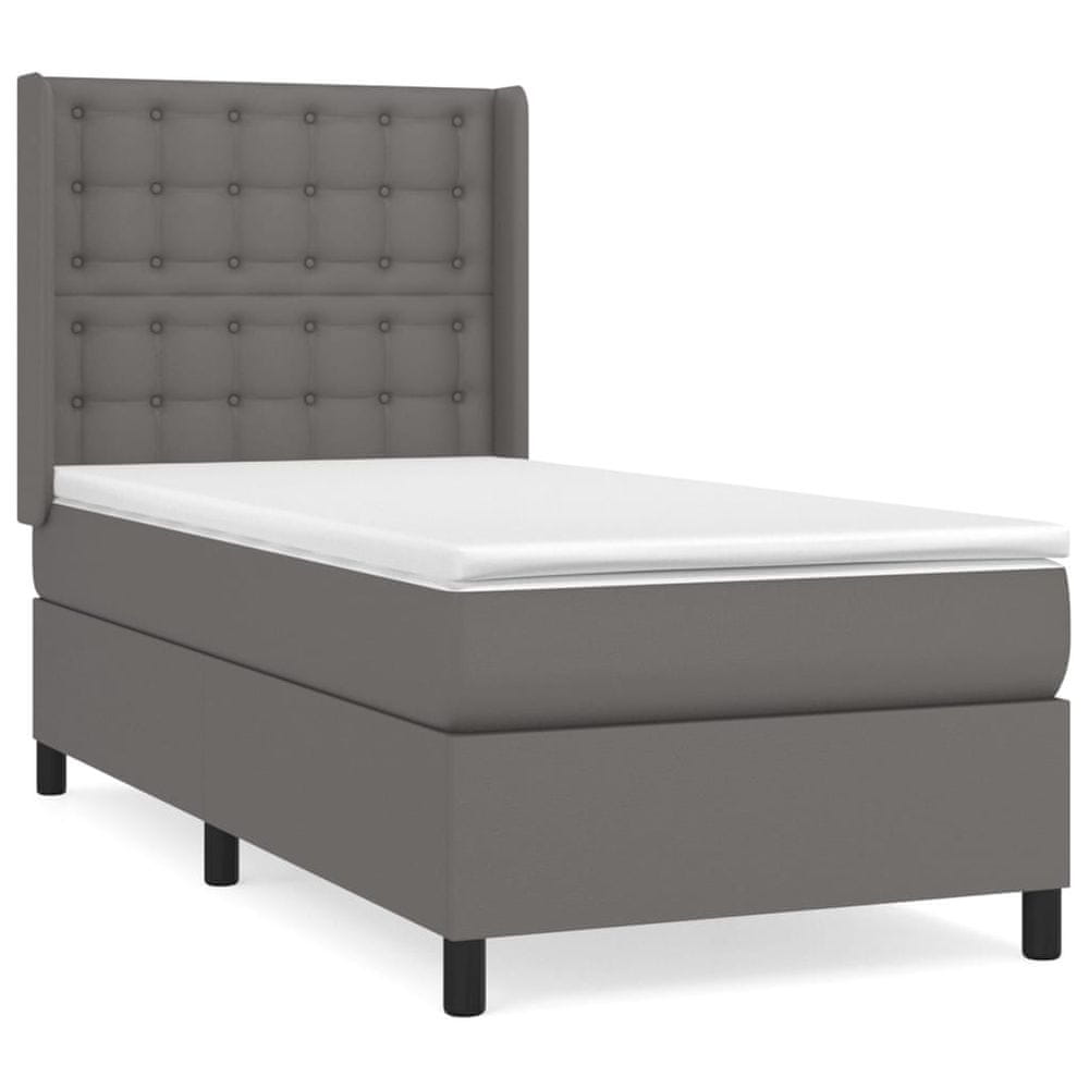 Vidaxl Boxspring posteľ s matracom sivá 90x200 cm umelá koža