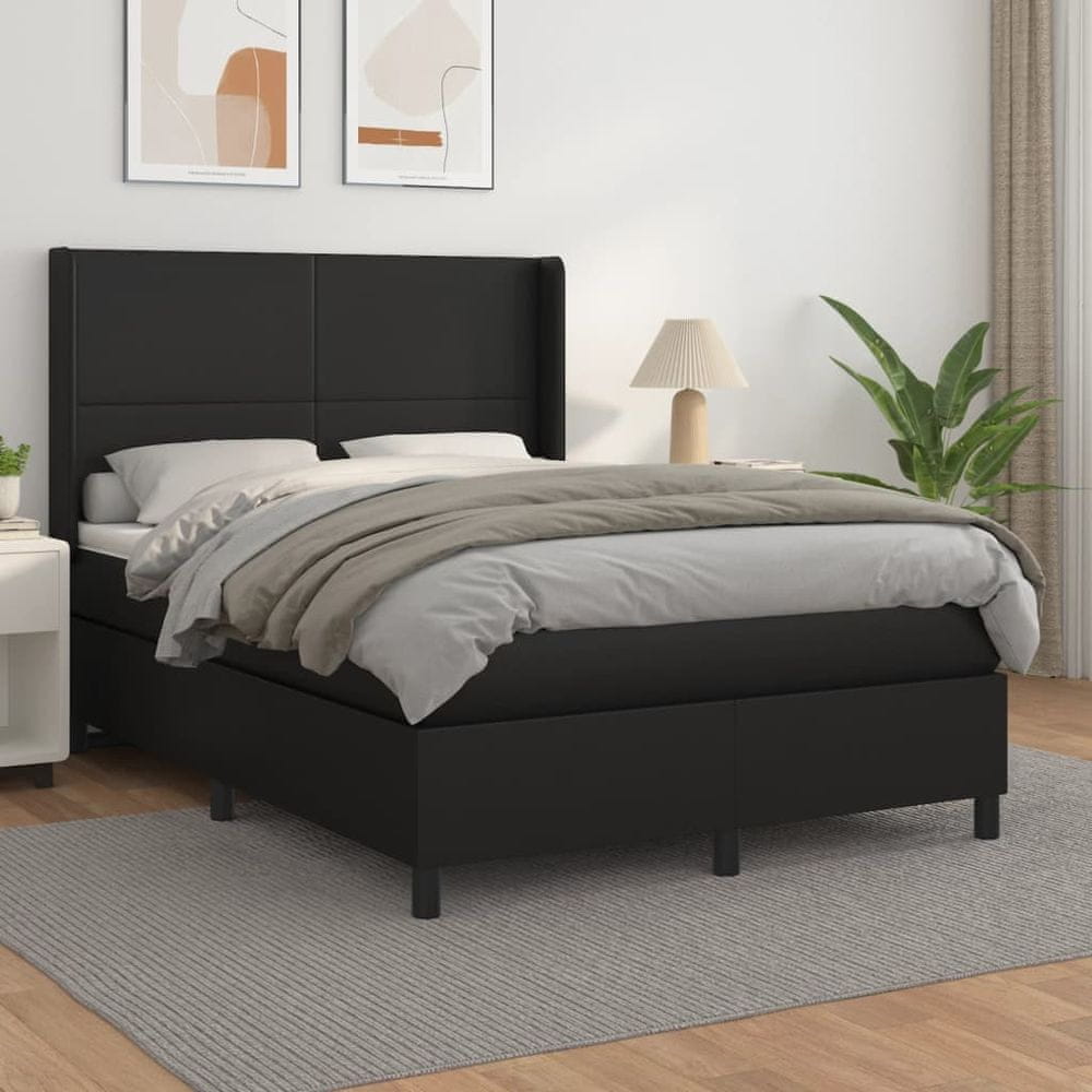 Vidaxl Boxspring posteľ s matracom čierna 140x200 cm umelá koža