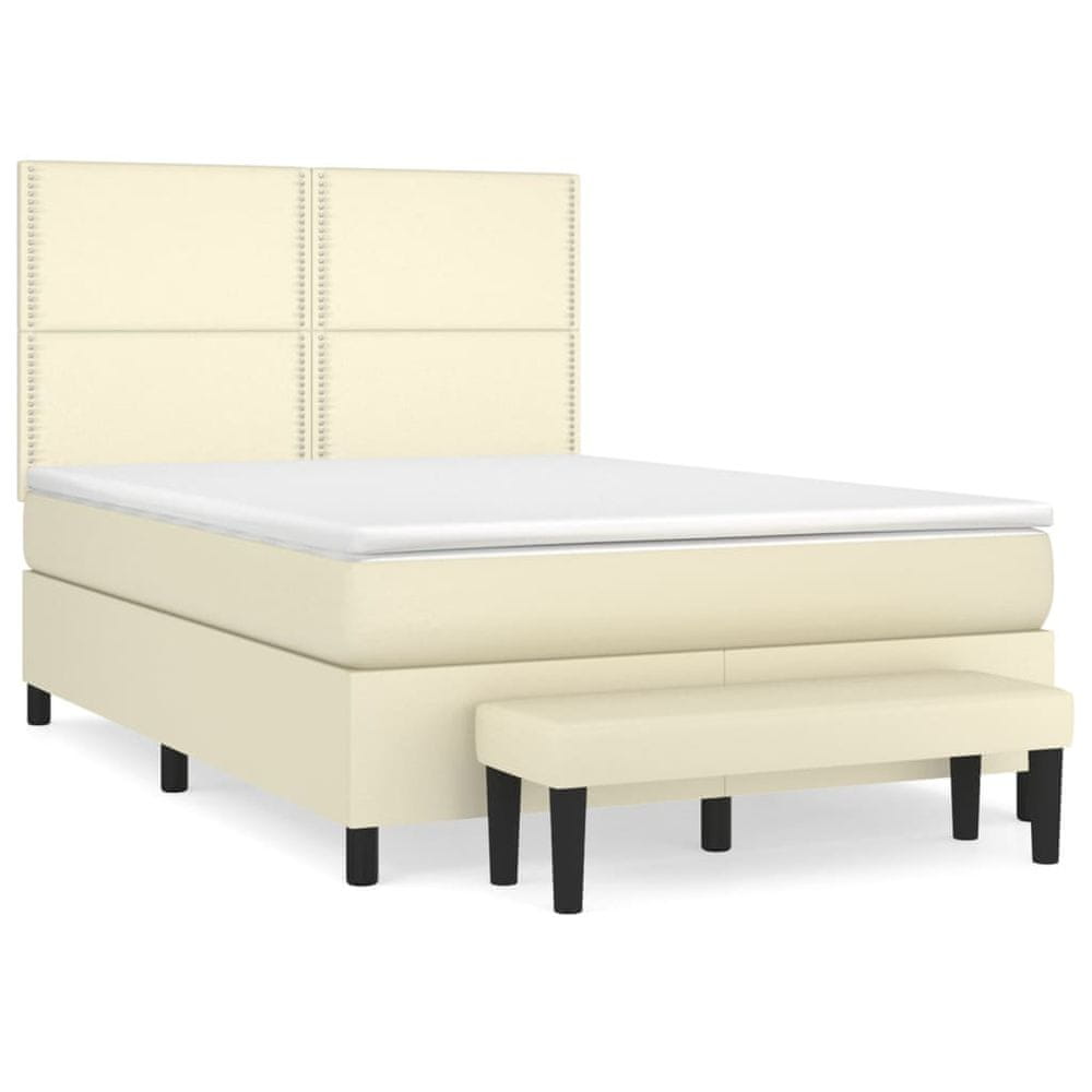 Vidaxl Boxspring posteľ s matracom krémová 140x200 cm umelá koža