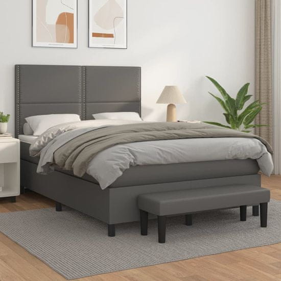 Petromila vidaXL Boxspring posteľ s matracom sivá 140x190 cm umelá koža