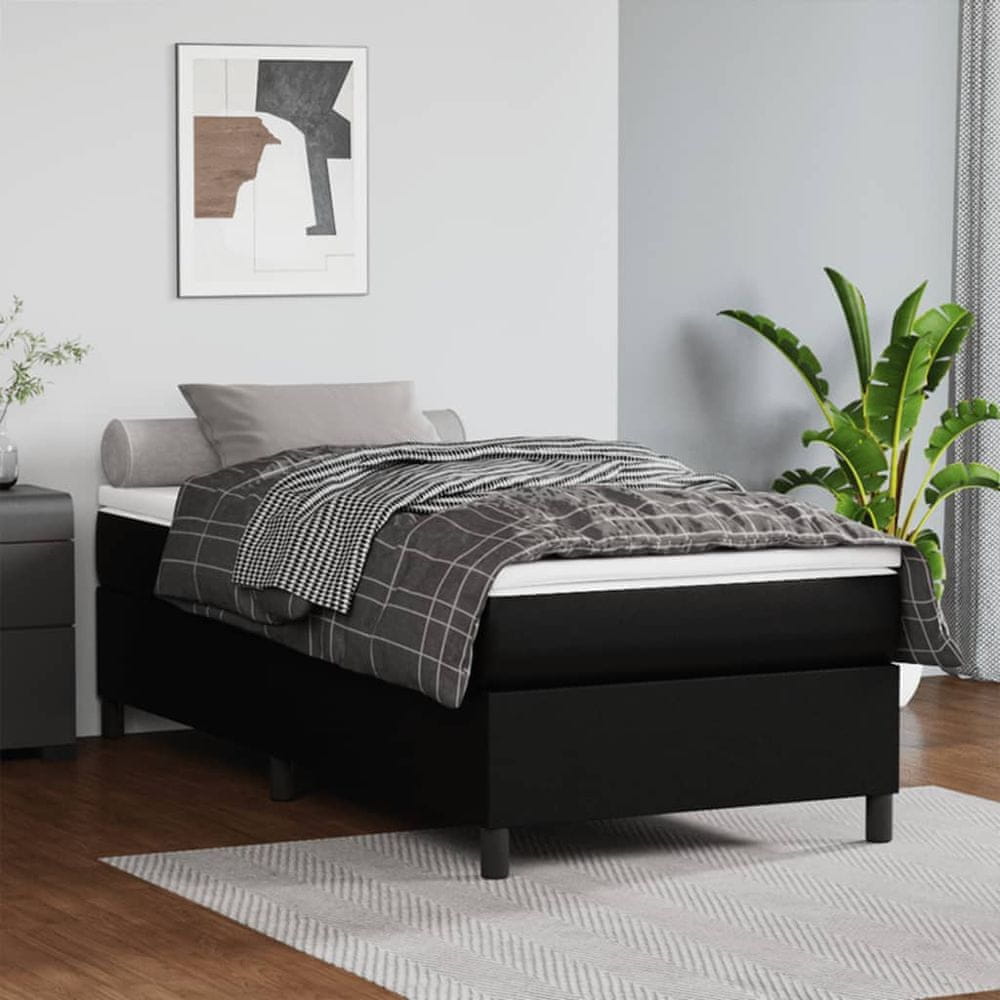 Vidaxl Boxspring posteľ s matracom čierna 90x200 cm umelá koža