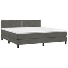 shumee Posteľný rám boxspring s matracom tmavosivý 160x200 cm zamat