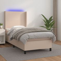 Petromila vidaXL Boxspring posteľ matrac a LED kapučínová 100x200 cm umelá koža