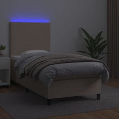 Petromila vidaXL Boxspring posteľ matrac a LED kapučínová 80x200cm umelá koža