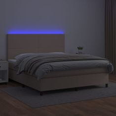 Petromila vidaXL Boxspring posteľ matrac a LED kapučínová 160x200 cm umelá koža