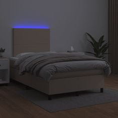 Petromila vidaXL Boxspring posteľ matrac a LED kapučínová 120x200 cm umelá koža