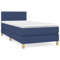 Vidaxl Posteľný rám boxspring s matracom modrý 90x190 cm látka